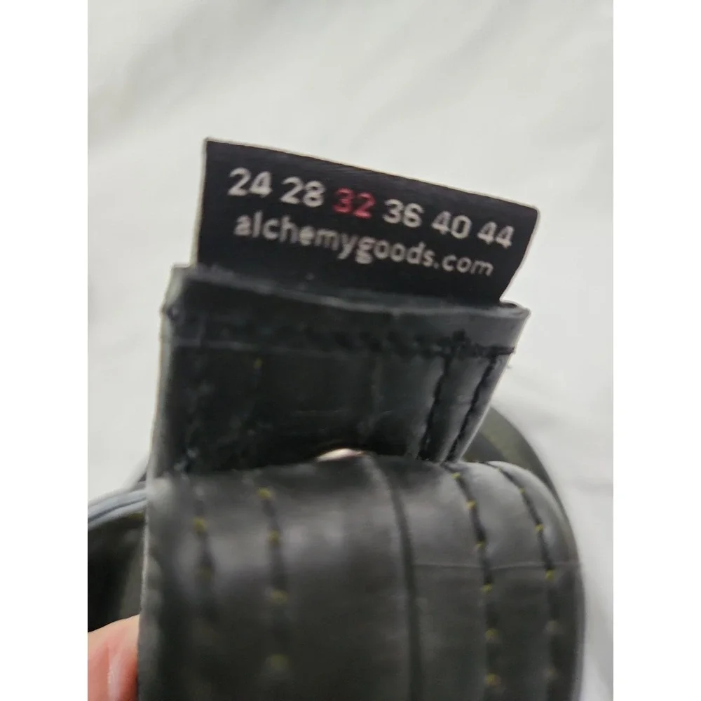Alchemy Goods Haul Upcycled Inner Tube Belt Black Yellow Stitching Size 32 Mens